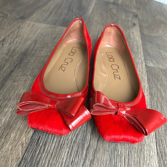 Lola Cruz Red Square Toe Bow Ballet Flats EU Size 39 US Size 8.5 - Picture 5 of 11